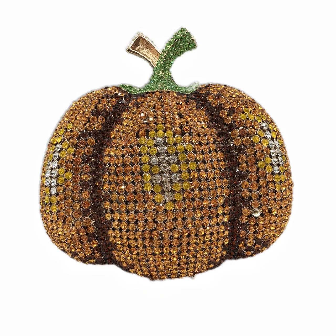 

15.5x15.5CM New Pumpkin Diamond Evening Bag Style Rhinestone Wedding Makeup Clutch Bag Pumpkin Clutch A7589