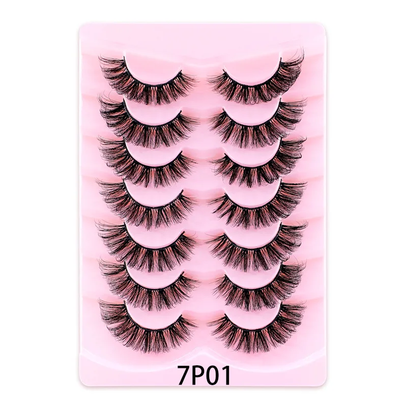 Russian Strip Eyelashes, 7pairs of Fluffy and Natural 3D False Eyelashes, Thick, Fine and Soft Eyelashes Makeup