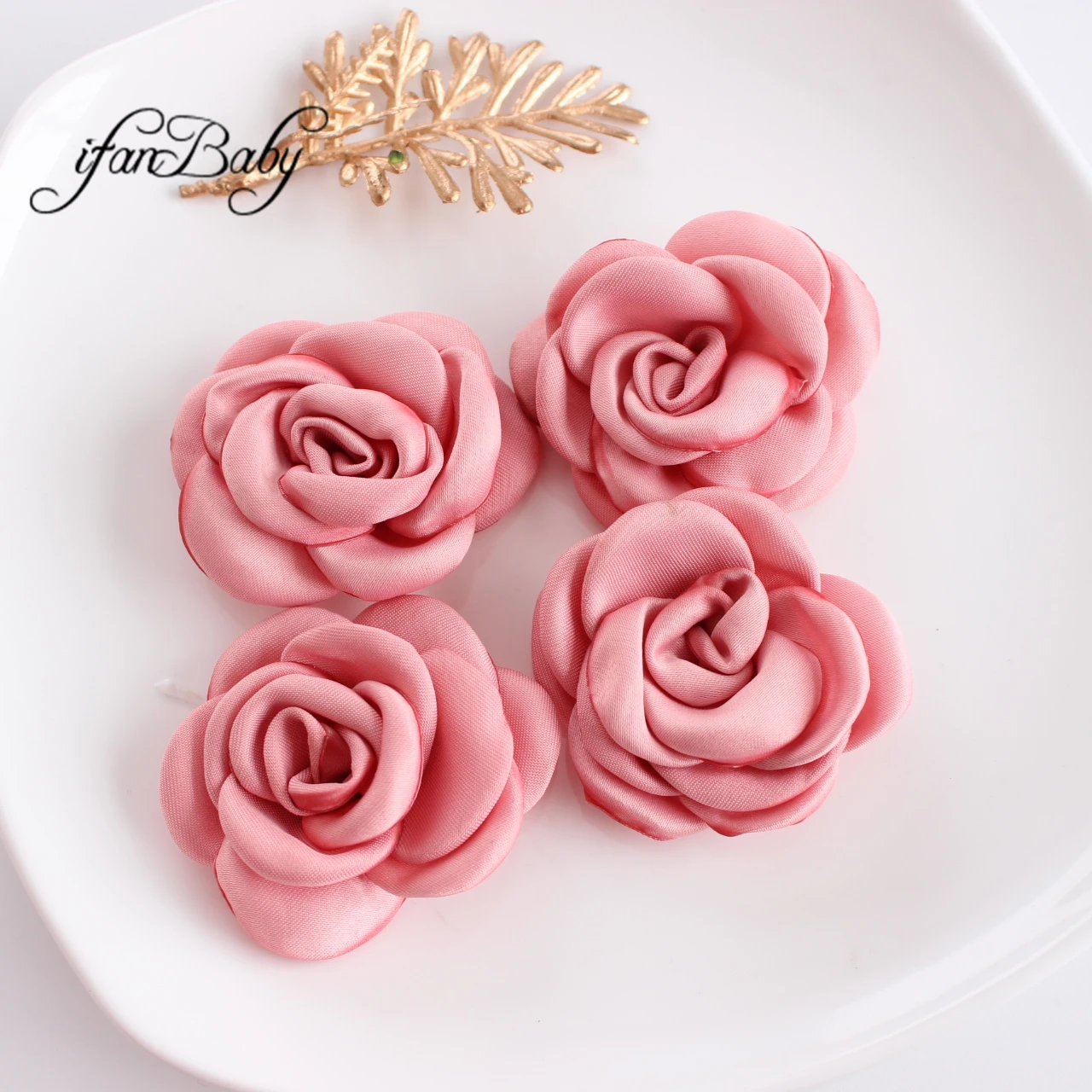 5cm Satin Fabric Flowers Floral Decorations Appliques Embellishments Burn Singed Flowers for Crafts DIY Hair Accessories