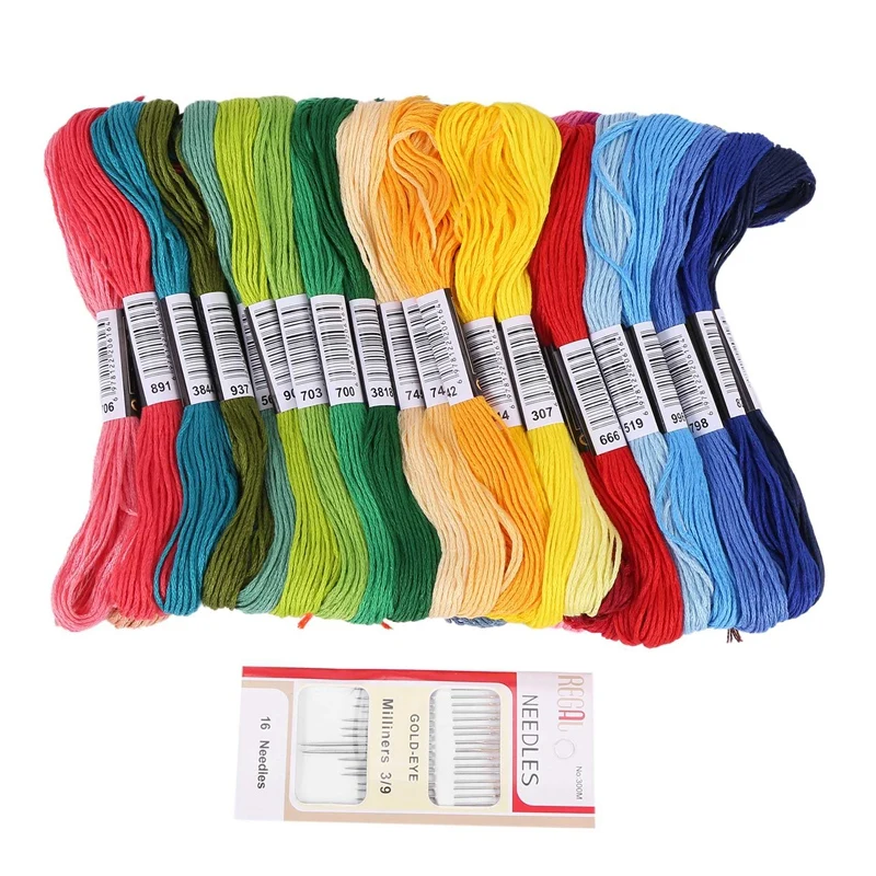 50 Skeins Embroidery Floss Cross Stitch Thread Bracelet String With Needles For Friendship Bracelet