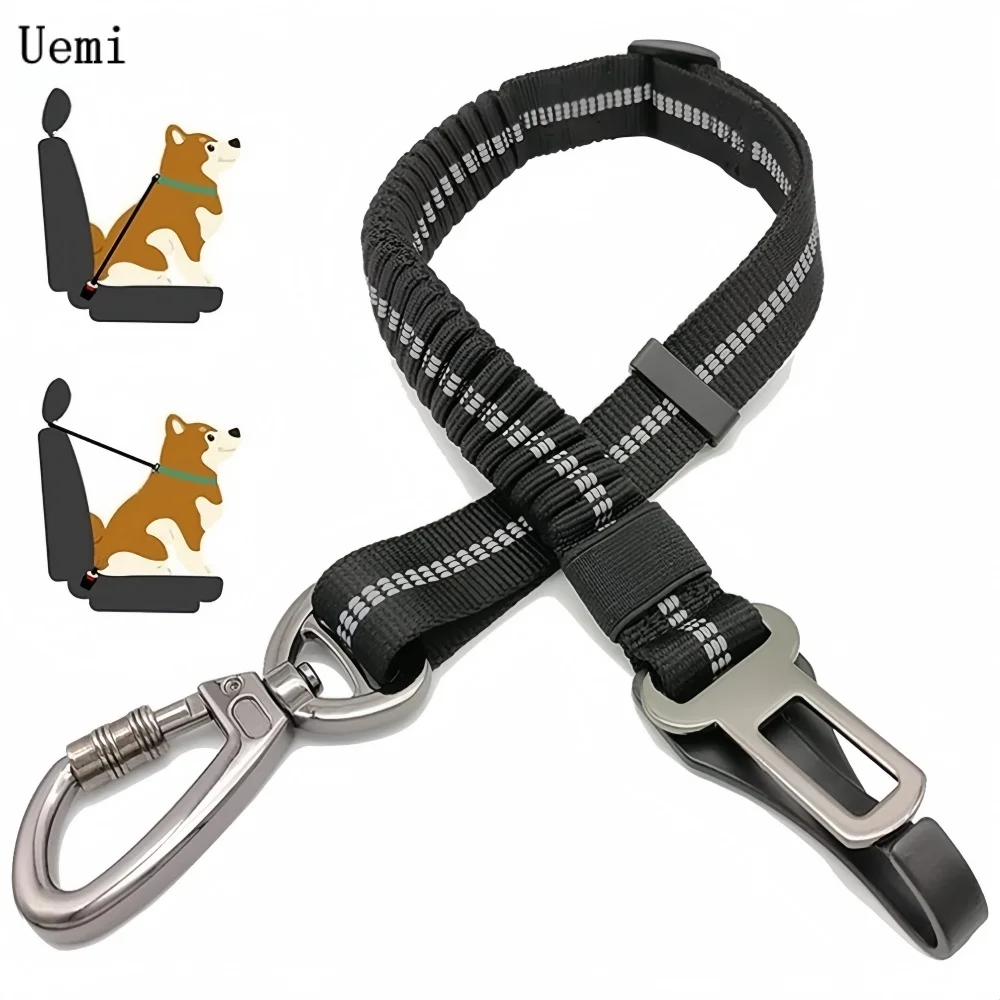 3-in-1 Dog Seatbelt Pet Car Safety Tether with Clip Hook Bungee And Swivel Carabiner Updated Design for Dogs