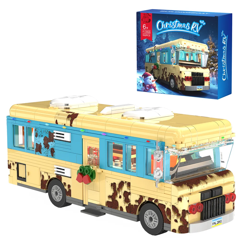 

MOC Christmas Theme Caravans Model Building Blocks Classic Travel rv City Car Bricks Toy For Childrens Birthday Xmas Gift