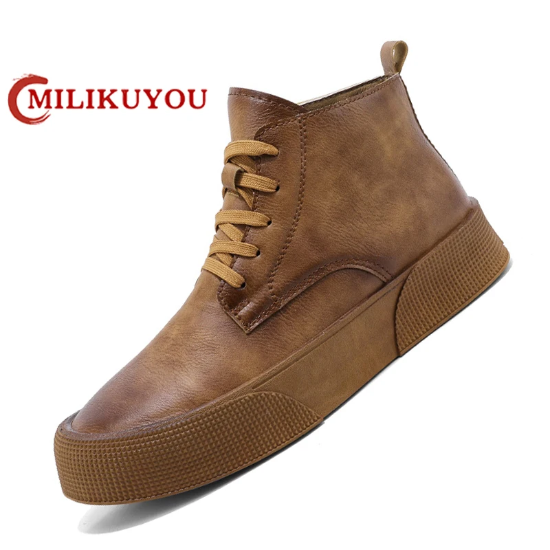 2023 New Men Boots Outdoor Comfy Men Boots Men Fashion High Quality Leather Classic Autumn Shoes Man Brand Durable Casual Shoes