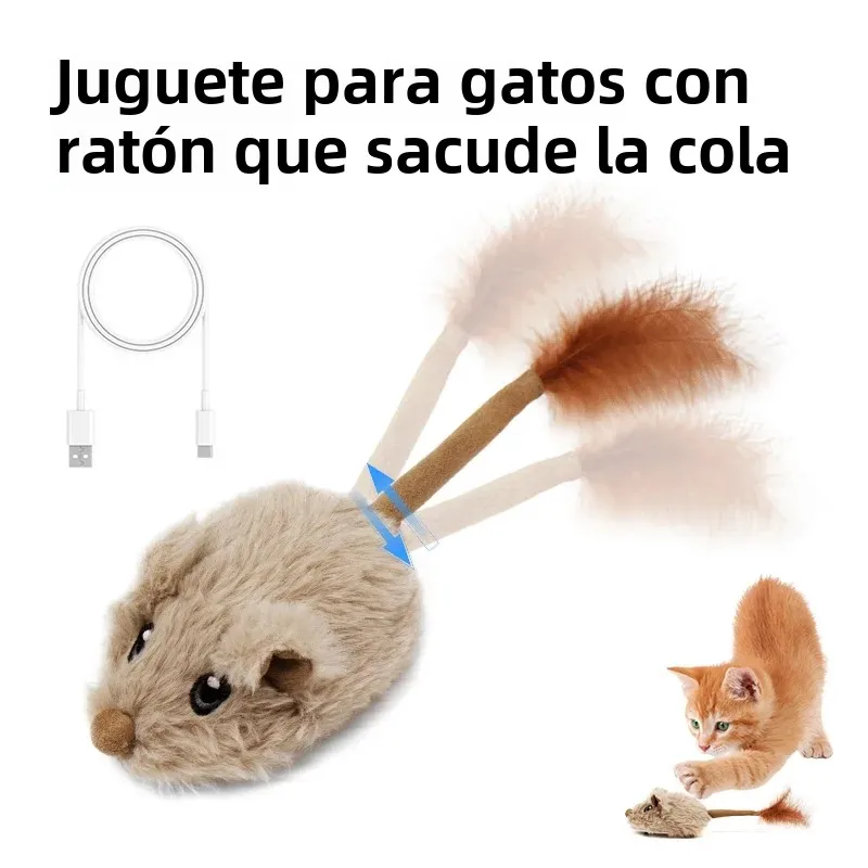 Ratón de movimiento recargable, juguete para gato, ratón con sonido móvil, juguetes interactivos para gato, ratón con sonido, juguete para gato