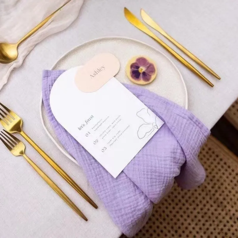 

10PCS Double-layer Wrinkle Pure Cotton Gauze Table Napkin Cover Cloth Soft Background Cloth for Dining Table Decor Daily Use
