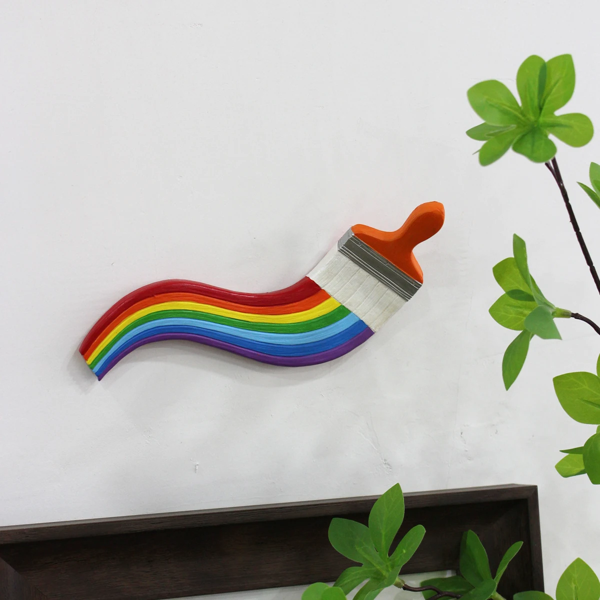 1pc Rainbow Brush Craft, Garden Painter, Home Wall Hanging Craft, Colorful Brush for Courtyard Tree Decoration