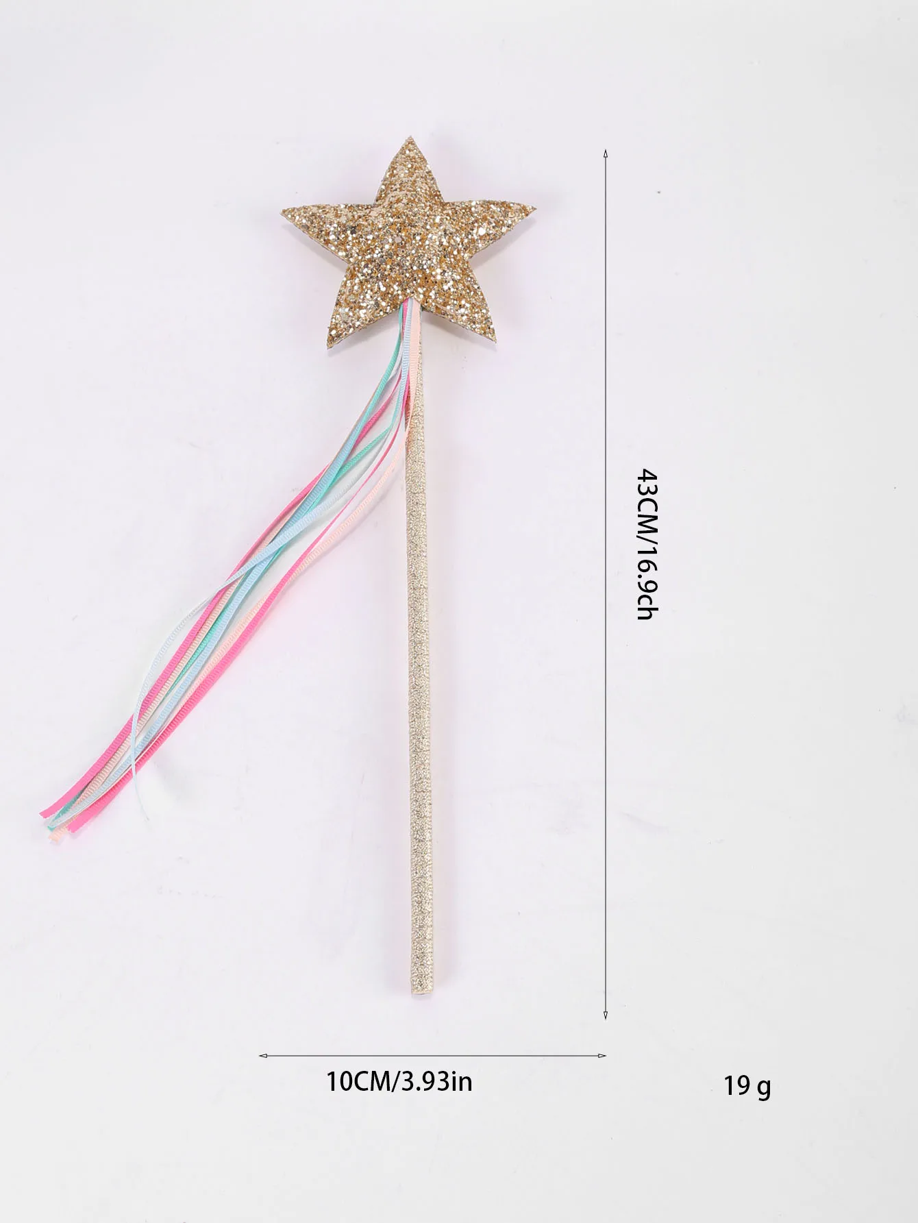 Glitter Leather Brushed Pentagram Stick (Gold and silver) 2 13-inch Princess Angel Fairy Star Wand Girl Fairy Magic Dress Up Sta