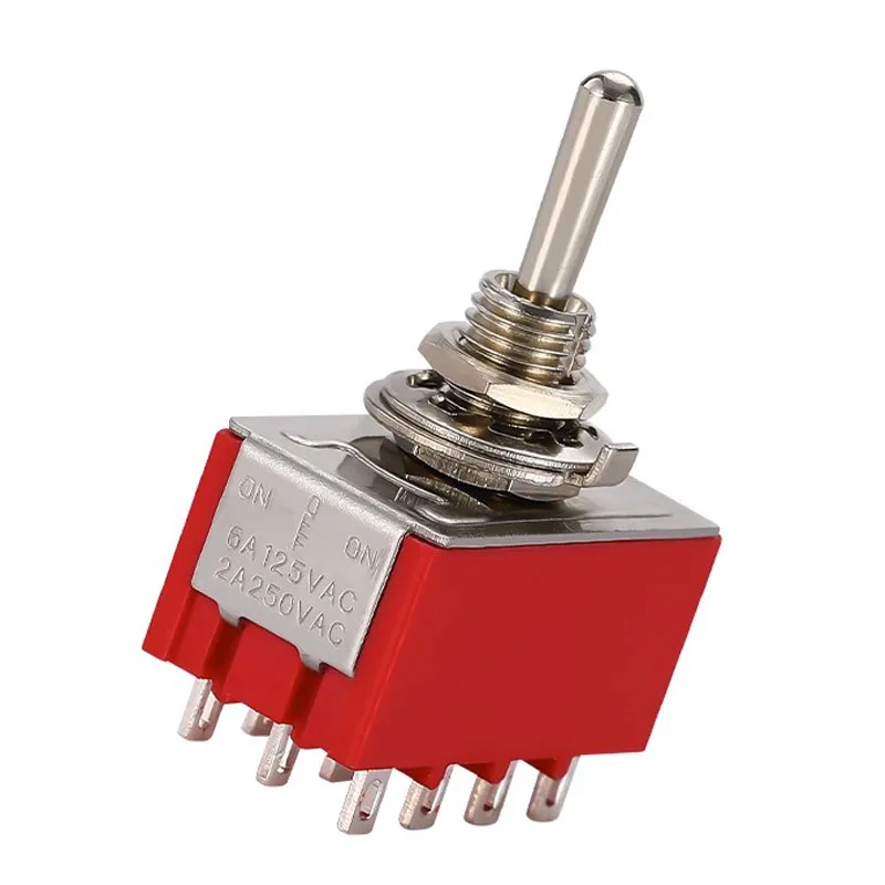 1 PCS,12Pin,Toggle Switches,Red,2/3 Position,ON-ON DPDT Mini Toggle Switches,6A/125V-2A/250V AC,MTS-402,Push Button Switch