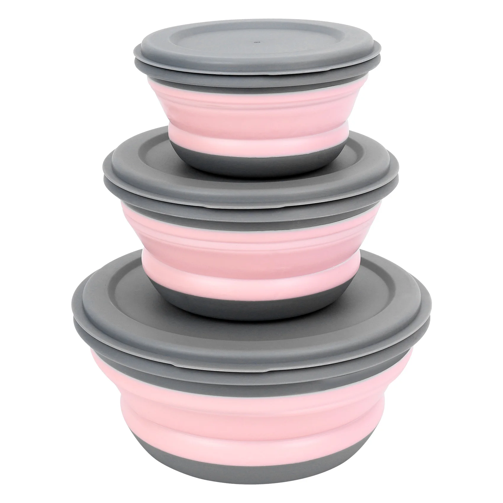 AT19-3Pcs/Set Bowl Sets Silicone Folding Lunch Box Folding Bowl Portable Silicone Folding Bowl Foldable Salad Bowl With Lid