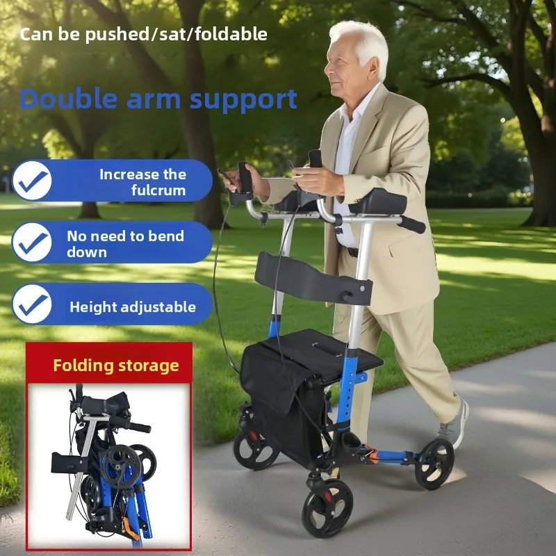 Elderly Walking  Walkers for Elderly Four-wheel Stroke Hemiplegia Rehabilitation Walking Aid Crutches Mobility Rollator Walker