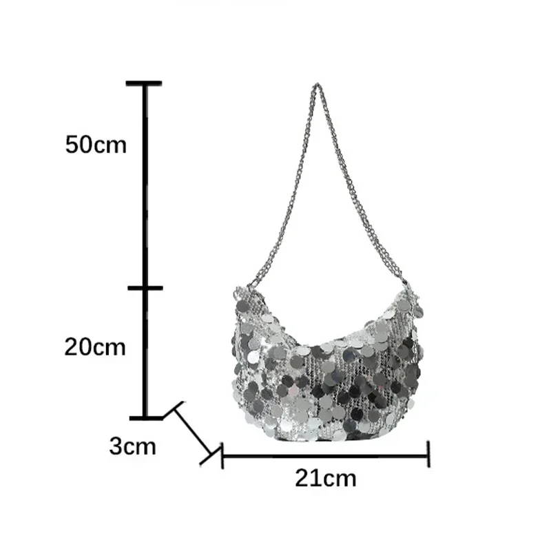 Evening Clutch Bag Korean Chain Sequins Crossbody Bag Dinner Party Wedding Purses Handbag Female Underarm Shoulder Crossbody Bag