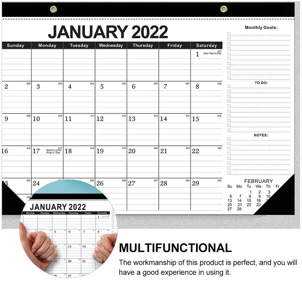 

1Pcs English Calendar Hanging 18 Months 2022 Decorative Simple Calendar for Home Office Students Teachers Hanging Decor