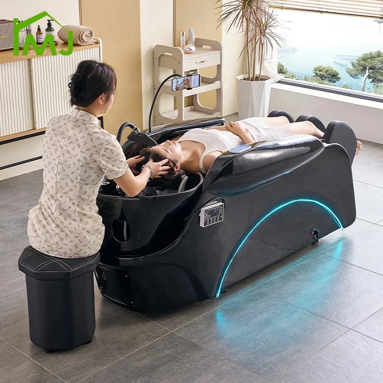 

Modern Salon Equipment Hair Washing Shampoo Chair Electric Massage Head Spa Bed