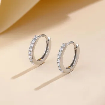 Śliczne kolczyki w kształcie koła ze srebra próby 925 8 mm/10 mm Kolczyki z cyrkoniami dla kobiet Luksusowa biżuteria Prezent na Boże Narodzenie