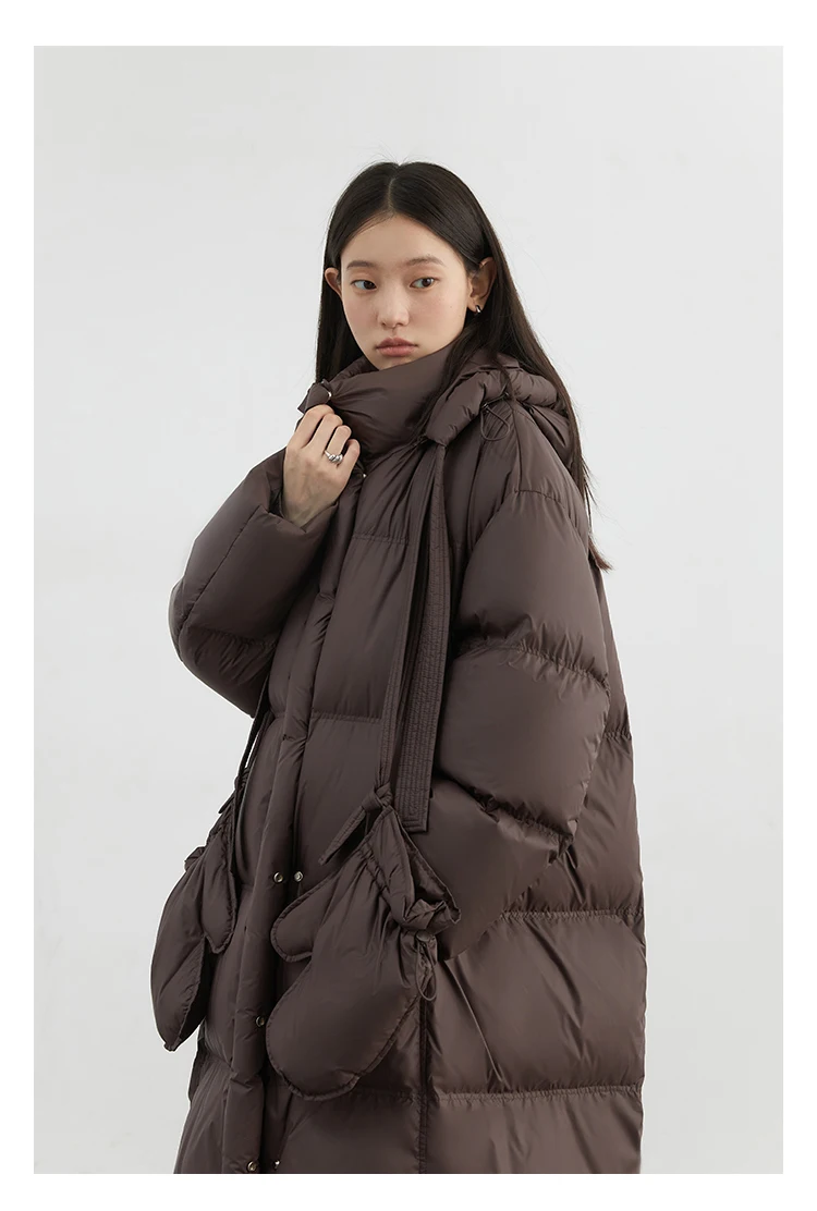 CHIC VEN New Women Down Coats Solid Loose Casual Hooded Down Jacket Female Soft 90 White Duck Down Coat Thick Autumn Winter 2024