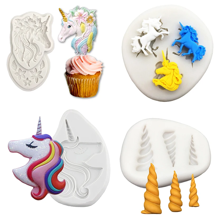 Unicorn Silicone Sugarcraft Mold Resin Tools Cupcake Baking Mould Fondant Cake Decorating Tools