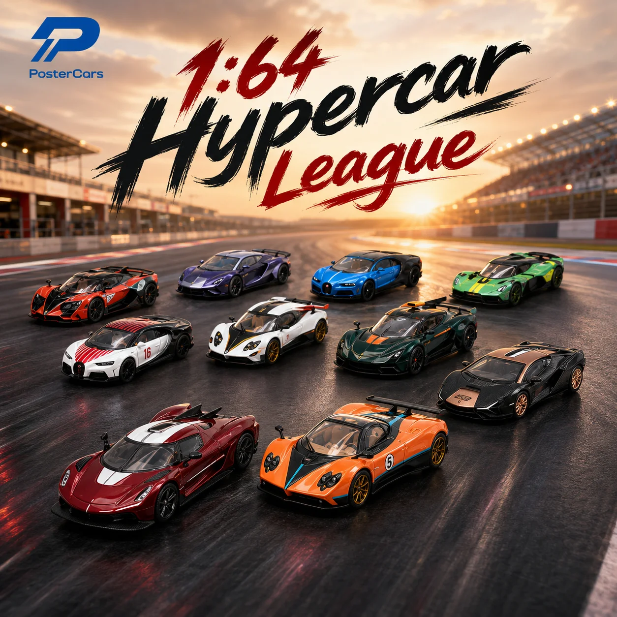 

Postercars 1/64 Toy Car Model Lamborghini McLaren Bugatti Koenigsegg Pagani Aston Martin Diecast Vehicle Miniature Free Wheels