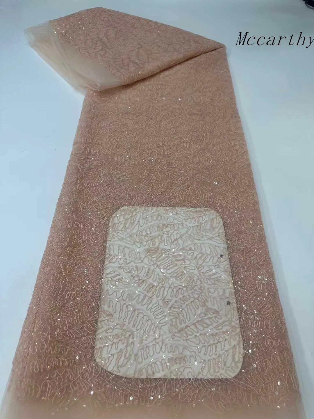 

Африканская кружевная ткань с блестками, 2025 г., высокое качество, вышитая 5 лет, французская нигерийская сетчатая ткань с вышивкой для шитья свадебного платья