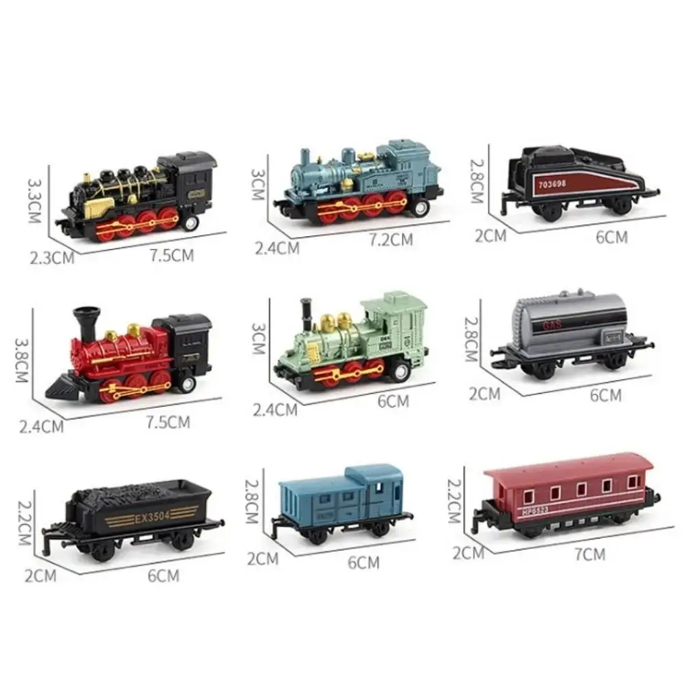 Diecast 1:60 Retro Steam Train Model Miniature Pull-back Pull Back Model Train Inertia Alloy Headstock Simulation Train Toy