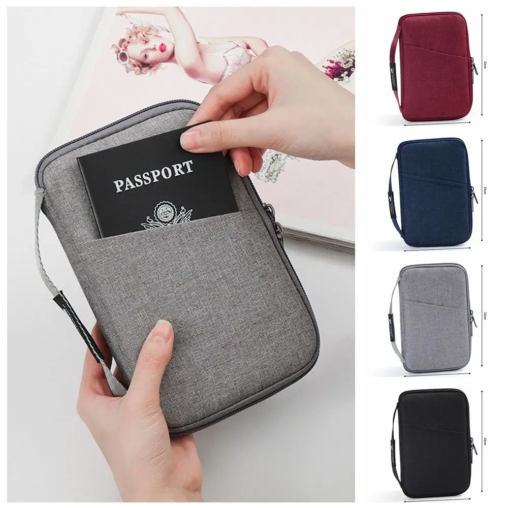 

Travel Accessories Travel Wallet Ticket Holder OX Cloth Family Passport Holder Passport Protective Cover Zipper Document Case