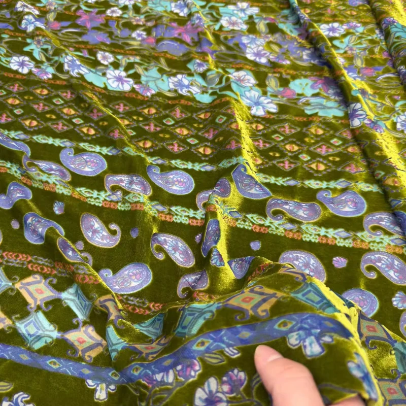 4 ألوان الحرير نسيج مخملي النمط الصيني معطف فستان أقمشة الحرير المخملية مصمم النسيج لكل متر #4