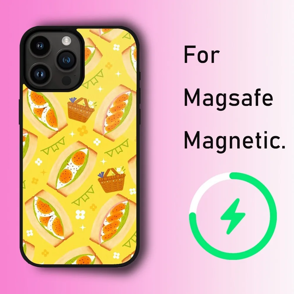 Delicious Sandwich Phone Case For iPhone 11 12 13 14 15 Max Plus Pro Wireless Magnetic Magsafe Charging Shell