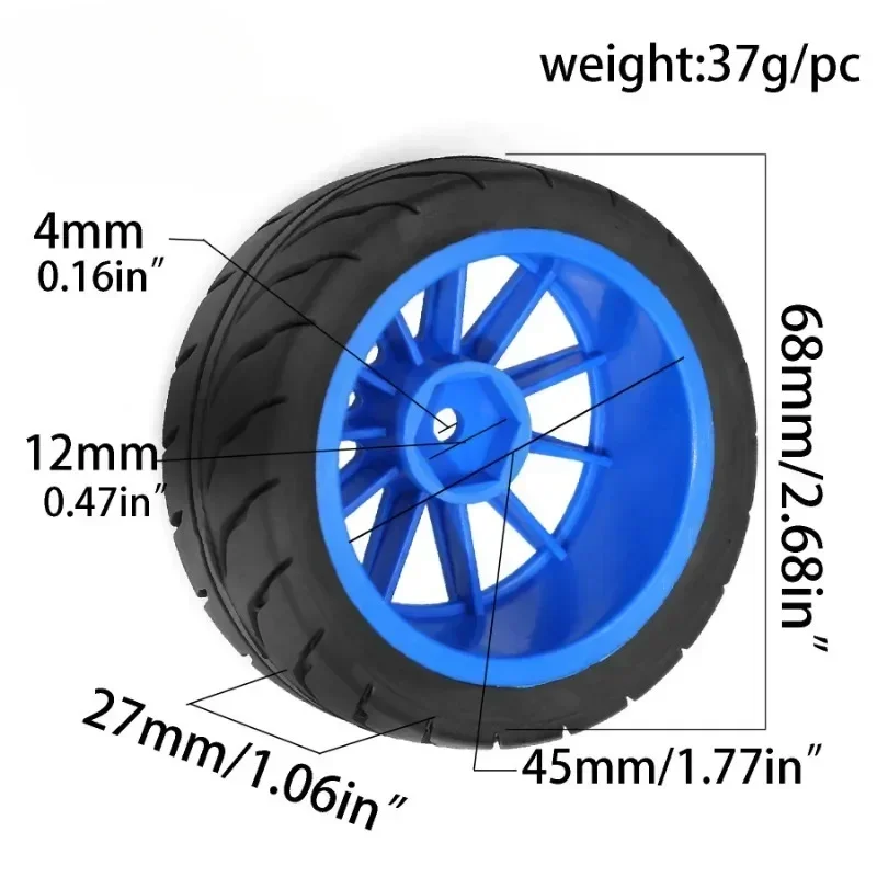 

4 шт. 68-мм резиновые колеса с шинами и 12-мм шестигранным креплением для Tamiya TT01, TT01E, TT02, TT02B, TA06, XV01, XV02, PTG-2, 1/10, запчасти для тюнинга радиоуправляемых гоночных машин
