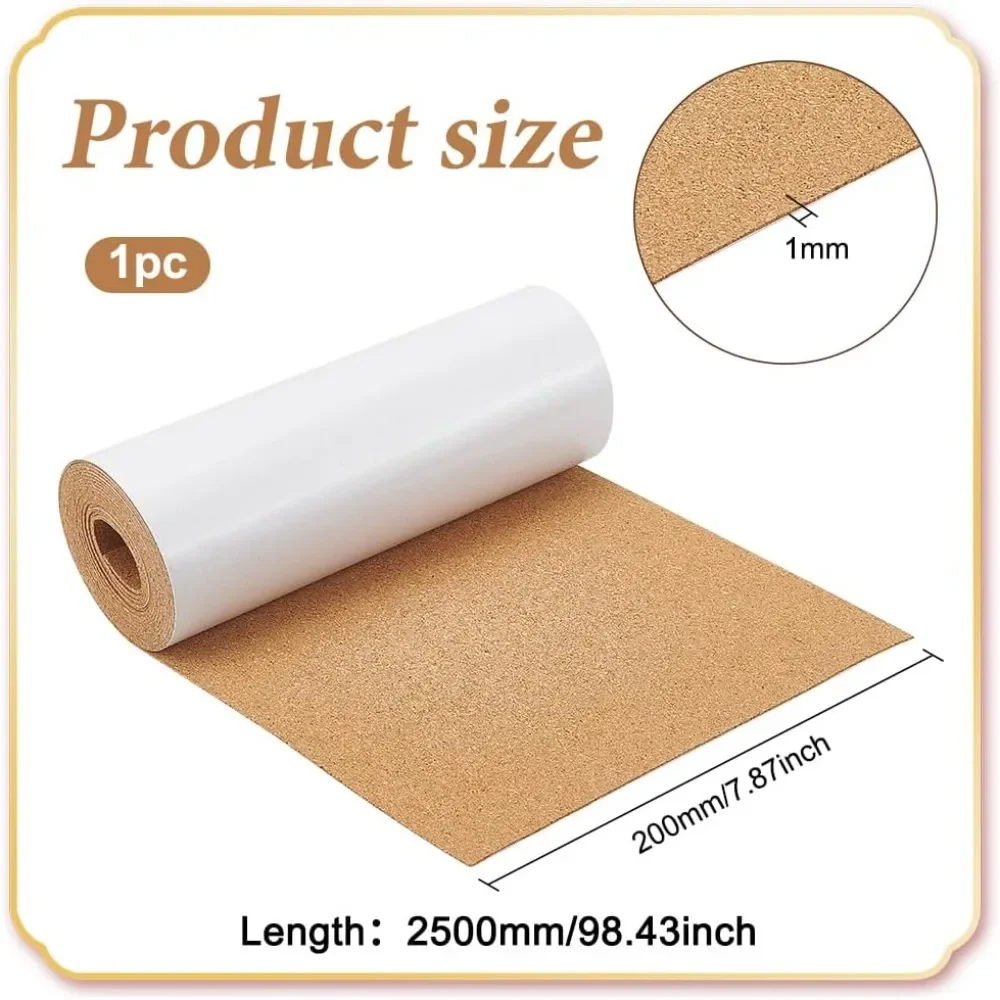 98.4x7.8 Inches Self-Adhesive Cork Sheet Roll, 1mm Thick Cork Board for Bulletin Boards, Wall Decorations DIY Crafts