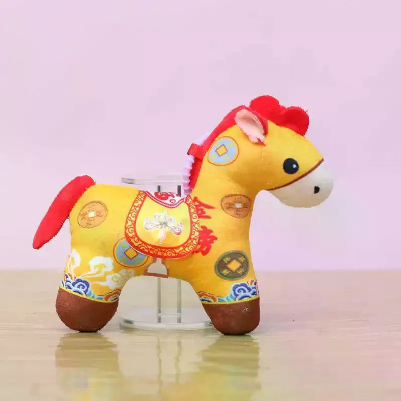 1 pz cartone animato pony bambola decorazione carino ciondolo borsa 2026 capodanno cinese mascotte cavallo peluche portachiavi regali