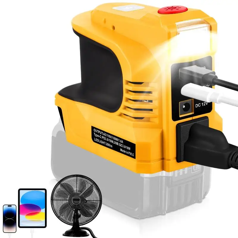 New 180W Power Inverter DC 18V/21V To AC 220V USB Type-C DC Adapter For Multi-Brand 18V-21V Lithium Batteries Tools