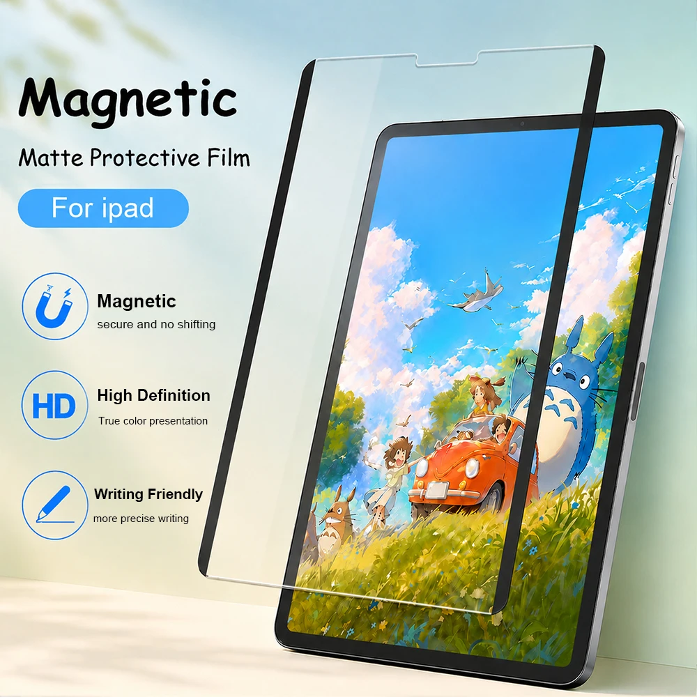 Magnetic Screen Protector For iPad Air 11th M4 M3 M2 5 4 A16 10 9 10th 9th Generation Pro 11 13 M5 12.9 Mini 6 7 Like Paper Film
