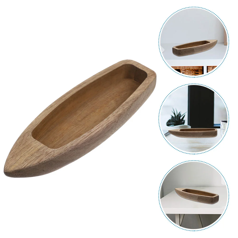 2 Pcs Wooden Boat Model Bedroom Decor Cabinet Decoration House Decorations for Home Hand Desktop Crafts Office Ramen Noodle