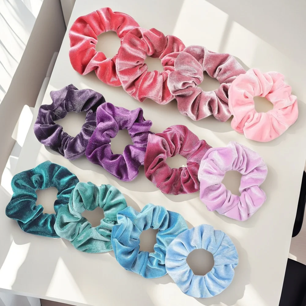 12 Pack Velvet Hair Scrunchies Scrunchy Hair Ties Elastic Hair Bands Ropes Scrunchie for Women or Girls Hair Accessories image 3
