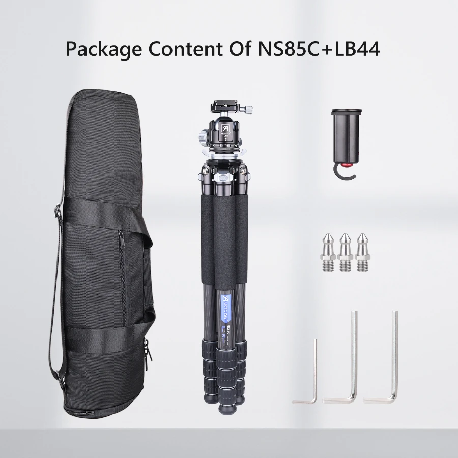 ARTCISE NS85C Kohlefaser-Kamera-Kompaktstativ, Outdoor-Reisestativ für den Außenbereich, für Sony/Nikon/Canon DSLR-Kamera, Belastung 20 kg – Detail 11