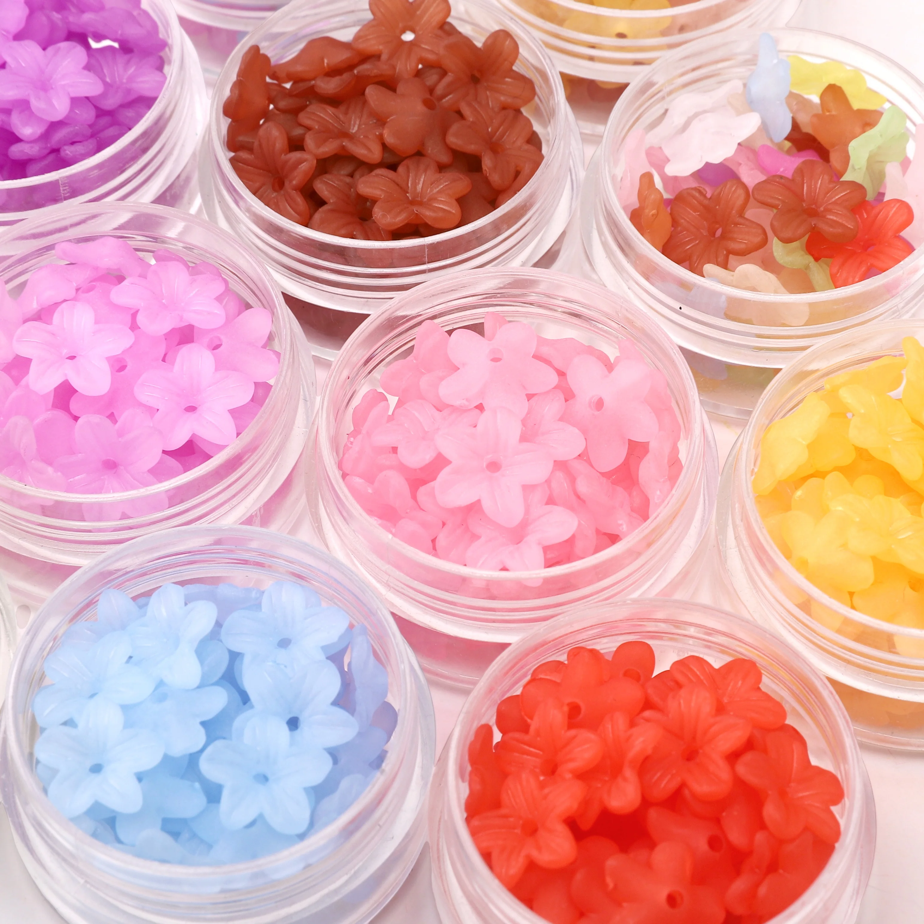5g/bag Approx 45pcs Acrylic Frosted Beads 11x11mm Peach Blossom Unique Shape Charm Loose Beads DIY Making Bracelet Accessories