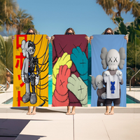 K-kaws-art statue Bath Towel Microfiber Soft Water Absorbing Breathable For Girl Kids Decorative Cartoon Beach Towel