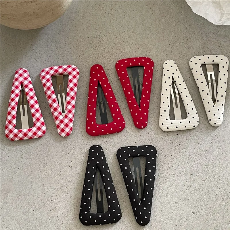 Pinces à cheveux triangulaires rétro à pois, pince à frange pour femmes et filles, épingles à cheveux douces et élégantes, Barrettes en tissu, accessoires de cheveux à la mode