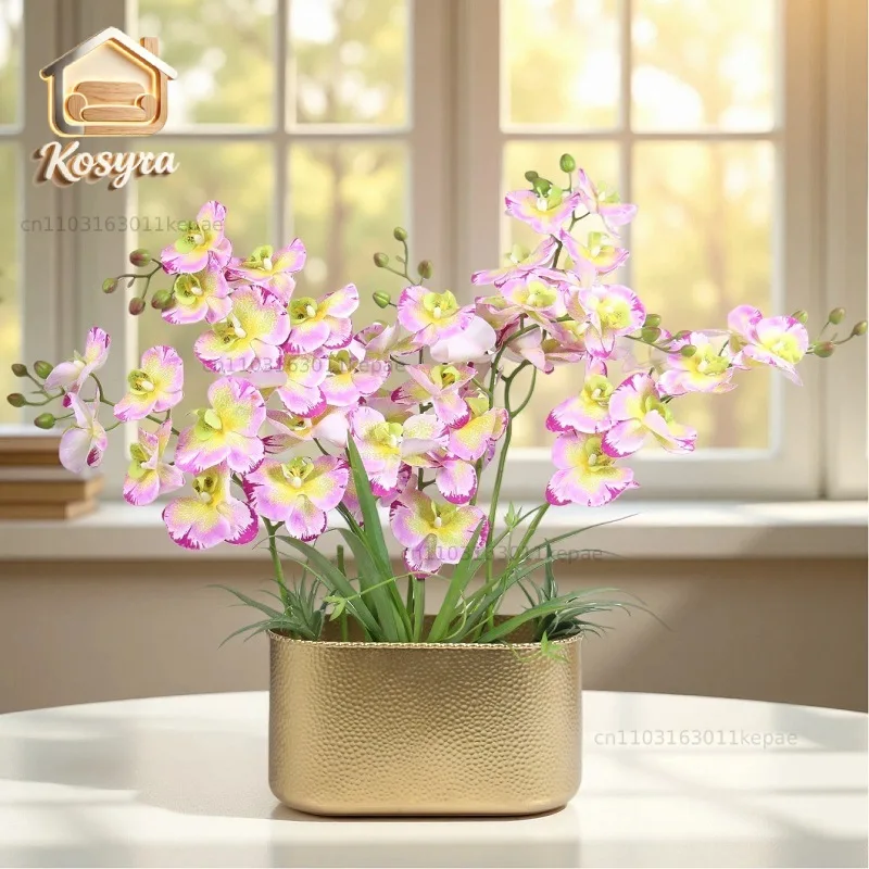 Modern minimalist square large flowerpot, New Year decoration, Phalaenopsis orchid planting pot, metal hug bucket