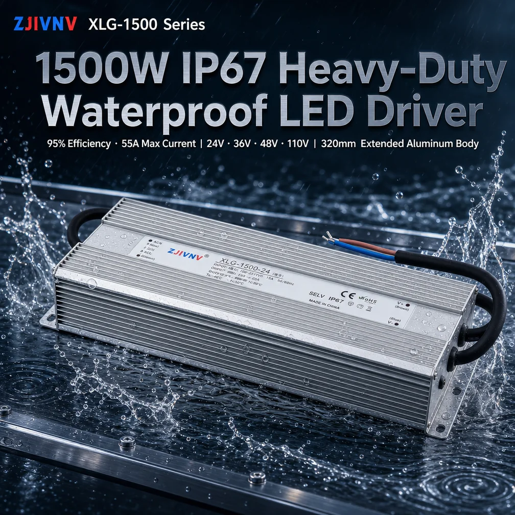 XLG-1500W Constant Voltage LED Driver AC-DC 24V 48V 110V IP67 Waterproof 1500W SMPS Aluminum Transformer for Outdoor Light