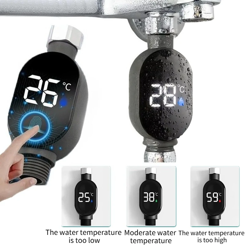 

New shower water temperature gauge with LED display screen touch activated waterproof suitable for bathrooms kitchens swimming