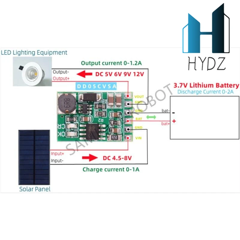 3.7V 4.2V Charger 5V 6V 9V 12V Discharger Board DC DC Converter Boost Module Solar Mobile Power Charger Lithium Battery DD05CVSA