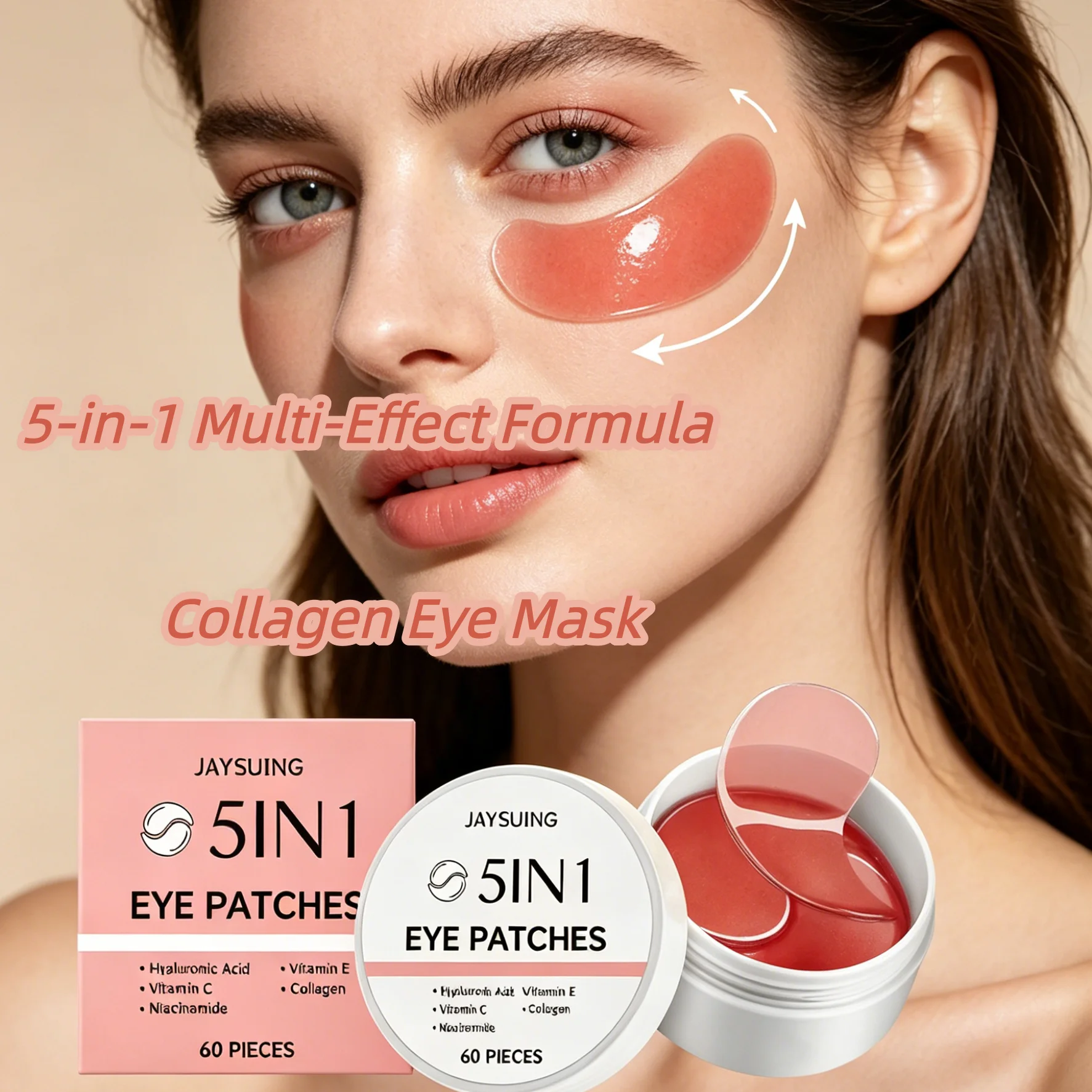 

5-in-1 Multi Effect Formula Collagen Eye Mask,Double VC Brightening Power,Collagen&VE Anti-Aging Shield,Instant De puffing&Cooling Effect