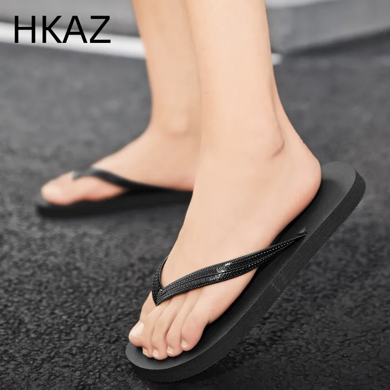 Sandal jepit pria musim panas, pria musim panas kasual pantai luar ruangan bernapas tumit datar tahan air Non-slip nyaman ringan Slip-on utama musim panas