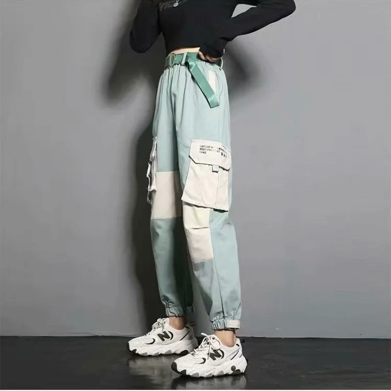 

Clothing Cargo Trousers for Women High Waist Women's Pants Baggy Drawstring Elastic Loose Outfits Korean Fashion 90s Vintage G