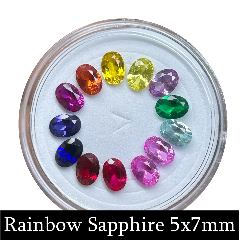 Meisidian 5A Quality Oval 5x7mm Lab Sapphire Rainbow Bracelet,Rainbow Ring