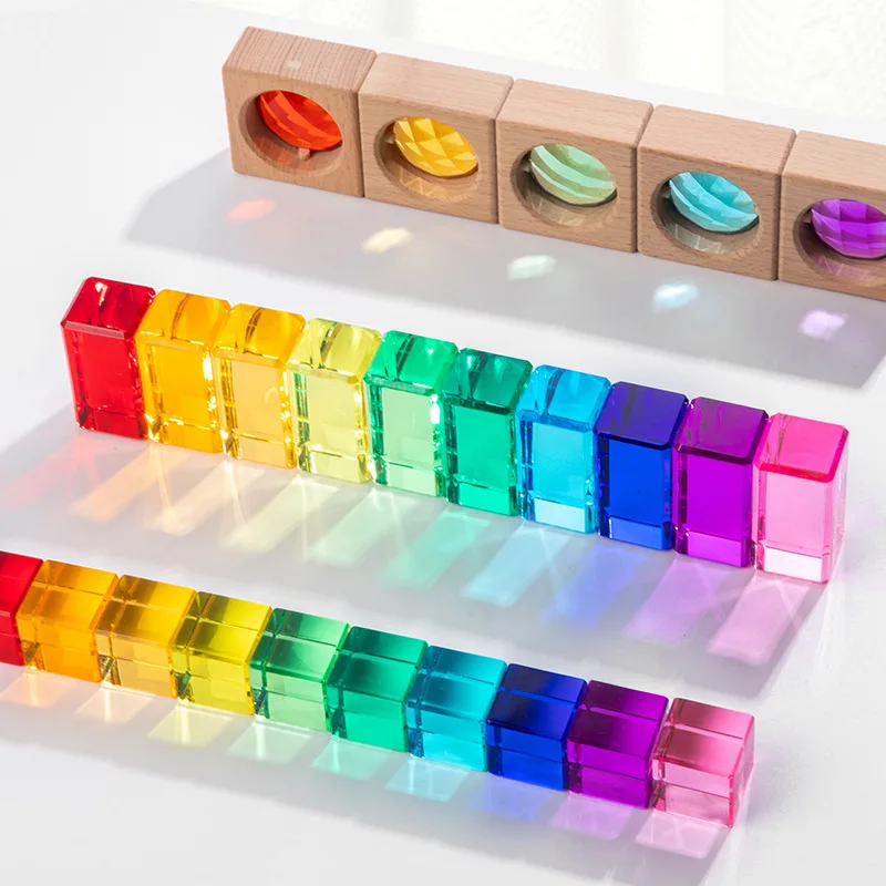 

Rainbow Transparent Acrylic Crystal Blos High Light Transmission Chestnut Wood House Blos Kindergarten Teaching Aids Toy ...