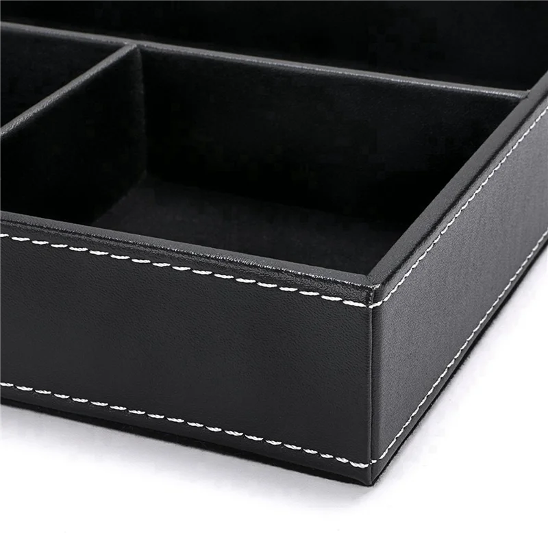 EDT-4X 4スロットデスク引き出しオーガナイザー、PUレザー引き出しストレージオーガナイザーディバイダーオフィスデスク用品用バリュー(ブラック)