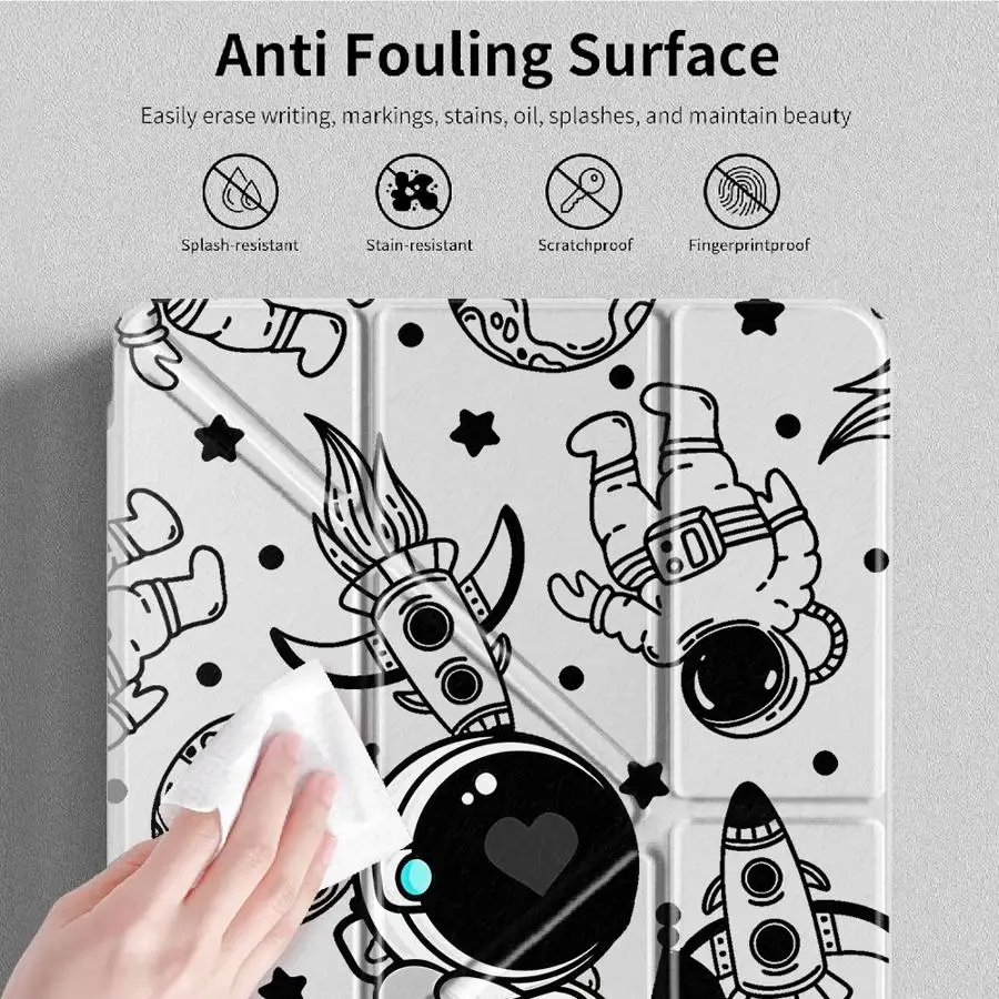 Astronaut With Football Pattern With Pen Slot Cover Tablet Case For Samsung Galaxy Tab S10 Lite S9 Plus S8 A11 A9 Plus A8 S7 FE
