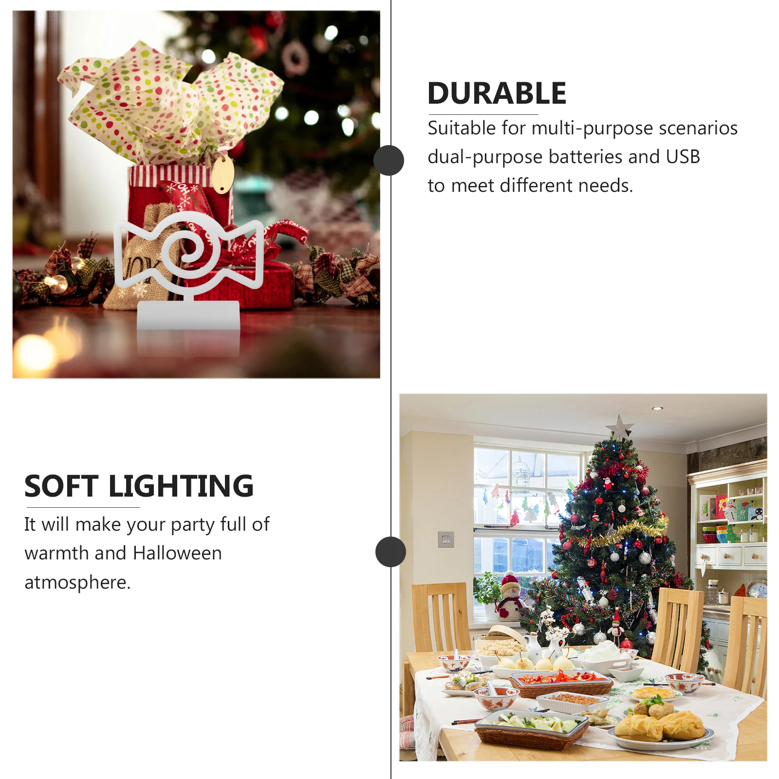 

Christmas Candy Light LED Lamp Desktop Decoration Party Props Christmas Bar Adornment Dual Power LED Lights Party Props