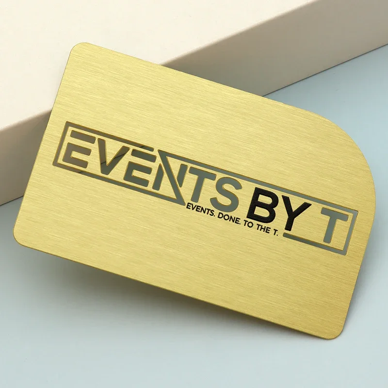 

Custom Wholesale Metal Brass 0.8MM Logo Luxury Blank Stainless Steel Metal Color Printing Brushed Gold Business Card